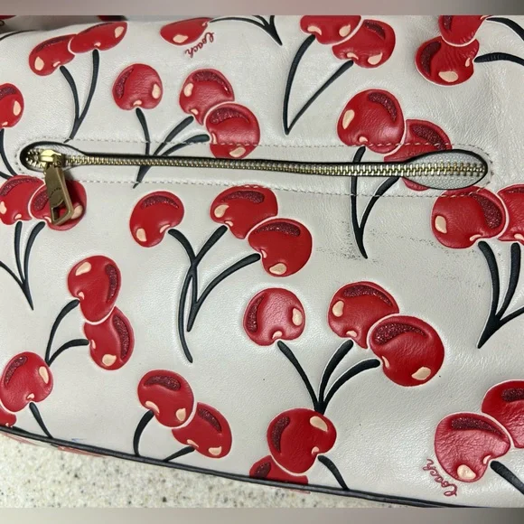 Coach White and Red Cherry Print Shoulder Bag - Picture 3 of 5